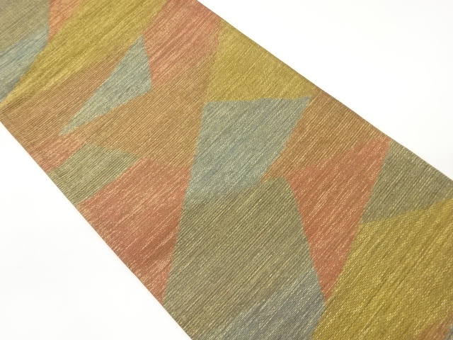 本泥染幾何学模様織出し全通袋帯